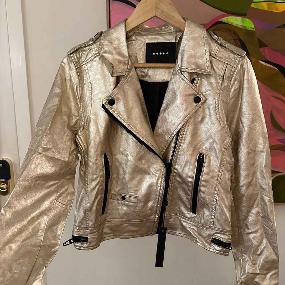 Blank NYC Metallic Leather Jacket